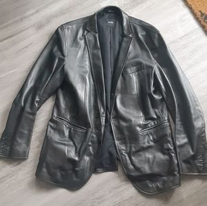 BOSS Hugo Boss Lambskin Leather Blazer